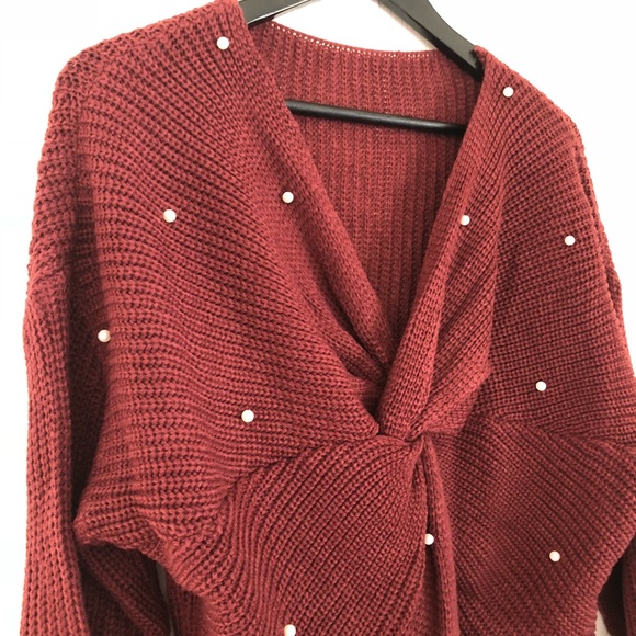Burgundy Pearl Infinity Sweater - Picture 3 of 7